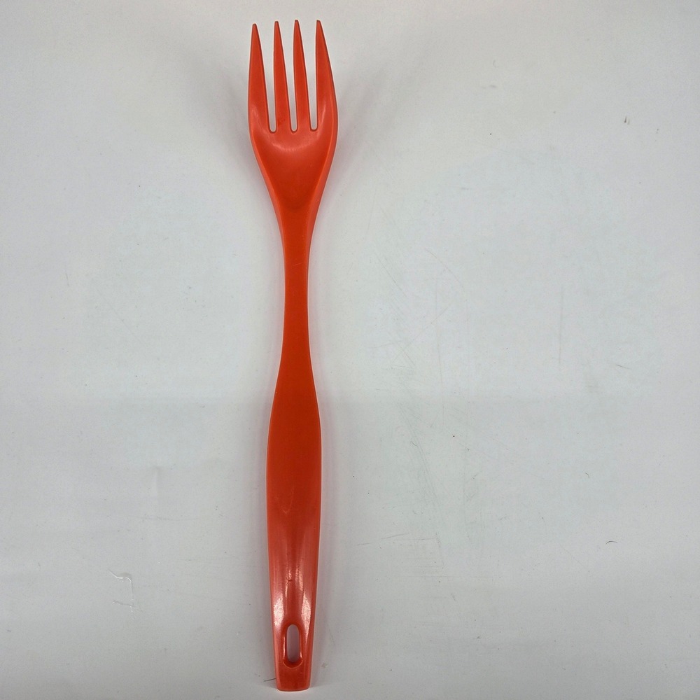 Vintage Fesco 4059 Orange Plastic Pasta Fork Spaghetti Server Retro Kitchen Tool